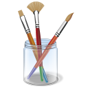 Brushes in glass icon png